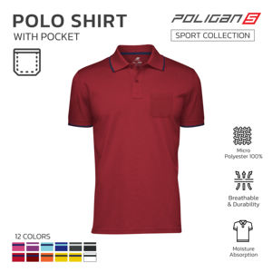 Absorption Respirant PS003 Polos À Manches Courtes Hommes Poligan Best Seller Premium Avec Poche Micro Polyester 100% Humidité - Product Image 6