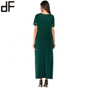 <strong>New</strong> <strong>Abaya</strong> Designs 2023 Fashion Luxury <strong>Abaya</strong> Embroidery Kaftan V Neck Cotton Green Ladies Muslim <strong>New</strong> Long Party Evening Dresses - Product Image 5