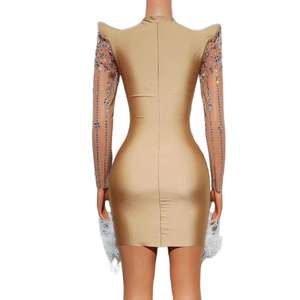 エレガントなダイヤモンドフェザーウェディングゲスト誕生日シースドレスレディースクラブパーティーミニドレス女性カクテルイブニングドレス - Product Image 6