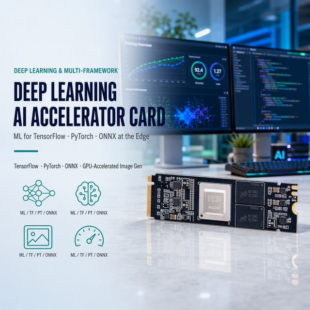 40 TOPS M.2 AI Accelerator Card Deep Learning ML TensorFlow PyTorch ONNX Edge AI Computing GPU Accelerated AI Image Generation