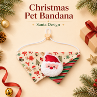 Bandana de Noël triangulaire pour animaux de compagnie avec décoration de personnage 3D