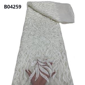 Chocoo Giá Rẻ Giá Sang Trọng Màu Trắng <span class=keywords><strong>Net</strong></span> Sequin Ren Vải 2024 Thêu Hạt Ren Vải Cho Váy Cưới - Product Image 1