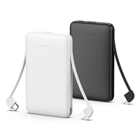 OKZU C0510T Vente Flash Chargeur Portable 5000mAh avec 2 Câbles Intégrés, Taille de Poche, Prix de Gros Usine
