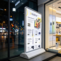 Support d'affichage publicitaire lumineux LED A5 rechargeable avec cadre en aluminium pour la vente au détail en intérieur
