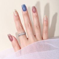 Enveloppes à ongles 3D respirantes pour femmes Pastel imperméable non toxique 24 autocollants 14-16 bandes de vernis à ongles conception de fleurs en plastique