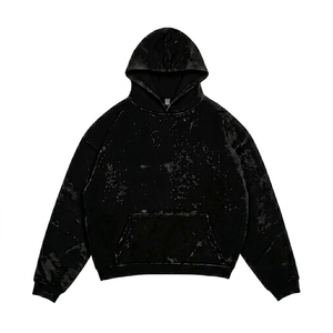 Sudadera con Capucha Negra, Diseño con Pedrería, Estampado Brillante, 100% Algodón Felpa, Transpirable, Corte Regular, Ropa de Invierno para Hombre - Product Image 3