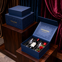 Boîte cadeau rigide magnétique bleue et rouge de luxe, faite à la main, en carton noir, avec insert en mousse personnalisé, matériaux recyclés, boîte d'emballage