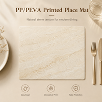 Napperon en PEVA à texture de pierre naturelle travertin beige, imperméable, facile à nettoyer, moderne, minimaliste, pour protéger et décorer la table à manger