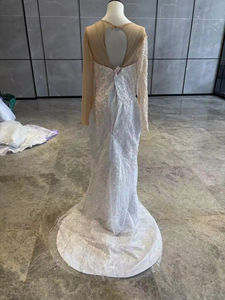 2025 vestido <span class=keywords><strong>de</strong></span> novia con cuentas desmontable <span class=keywords><strong>Civil</strong></span> sirena/trompeta estilo volantes bordado capilla encaje plisado lavado a mano/limpieza en seco/hierro - Product Image 5