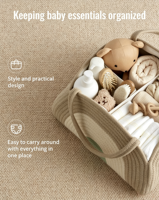 Panier de rangement pour couches de bébé en corde de coton avec poignées, bac de rangement pour la chambre d'enfant, sac de transport portable pour bébé