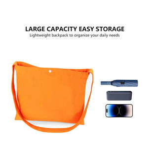 Sac à bandoulière léger en toile, petit format, couleur unie, idéal pour les étudiants, avec compartiment pour sacs de courses en vrac - Product Image 4