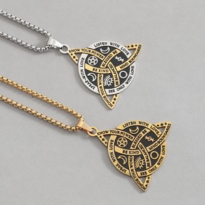 Collar con Colgante de Nudo Triquetra Vikingo Vintage para Hombre, Acero Inoxidable, Amuleto Nórdico Celta, Accesorio de Joyería, Habla con <span class=keywords><strong>Amor</strong></span> - Product Image 3