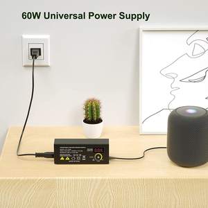 Adaptador Universal de CA a CC de 5V a 24V Ajustable de 60W, Cargador Rápido USB Tipo-C con Cable Retráctil, Pantalla de Voltaje LED Ecológica - Product Image 4