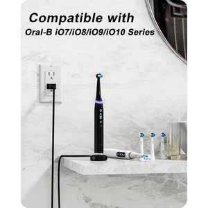 Chargeur magnétique pour brosse à dents électrique Oral B série Io, entrée AC 5W, matériau ABS noir, base de charge sans fil - Product Image 2