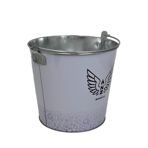 Custom Logo White Galvanized Metal Ice <b>Bucket</b> With Dual Handles <b>Beer</b> Wine Cooling Tin for Bar Club Promotion - Product Image 5