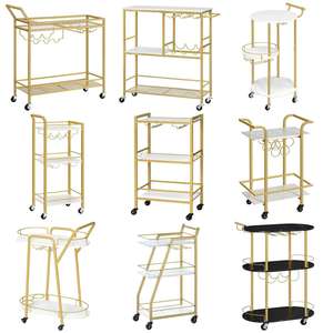 Grosir keranjang bergulir emas, Penyimpanan dapur portabel menyajikan troli di atas roda, Bar bergerak utilitas berdiri dengan roda untuk rumah - Product Image 1