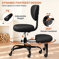 Chaise de yoga moderne 2025 à hauteur réglable avec soutien lombaire, chaise de méditation de bureau à jambes croisées avec roulettes