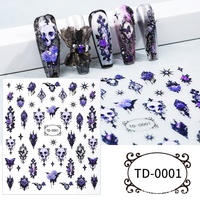 Transfrontalier gothique foncé Rose 5D bricolage Nail Art autocollant doux colle Relief décalcomanie strass étanche PET 3D Relief Design