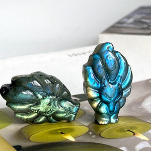 สุนัขจิ้งจอก<span class=keywords><strong>เก้า</strong></span><span class=keywords><strong>หาง</strong></span>ลายลาบราดอไรต์สีฟ้าแกะสลักด้วยมือจากธรรมชาติใช้เป็นของขวัญ - Product Image 3