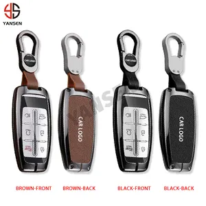 Remote Key For Hyundai Genesis G70 G90 G80 GV80 2024 Fashion Zinc Alloy Leather Car Key Case Cover Shell Keychain Accessories