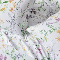 Parure de draps unie à motifs floraux 4 pièces 100% Coton 300 fils/cm² Certifiée OEKO-TEX Anti-boulochage Infroissable Style Européen et Américain