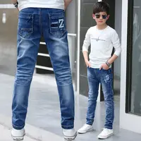 Heiße Verkaufs produkte Benutzer definiert Ihre eigene digital bedruckte Jeans hose Alle Baumwolle Straight Leg Boy Jeans