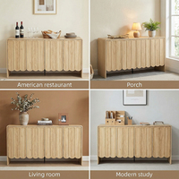 Meubles de rangement Accent avec 4 portes, buffet rectangulaire en bois avec rangement dissimulé, meuble de salon