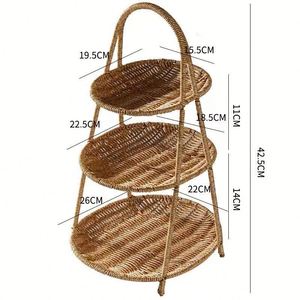 Venta caliente bandeja para servir alimentos cesta tejida a mano apilable bandeja de almacenamiento Logo multifunción ratán moderno uso directo personalizado - Product Image 4