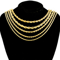 Chaîne à maillons torsadés hip hop en acier inoxydable plaqué or 18K multi-tailles personnalisée chaînes de collier ras du cou chaînes de corde pour hommes femmes