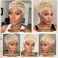 Perruque Bob Blonde 613 Sans Colle, Densité 180%, Courte et Dégradée, Cheveux Brésiliens, Perruque Lace Front avec Frange pour Femme, Cheveux Humains