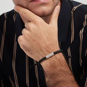 Pulsera de cuerda trenzada Li Yu con cuentas de metal grabadas, joyería personalizada para mujeres y hombres, accesorio de moda - Product Image 3