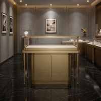 Vitrine à bijoux moderne de luxe, en fer, verre trempé, éclairage LED, pour centre commercial, vente au détail, construction en bois MDF durable, personnalisable