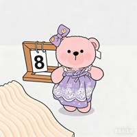 Chasingbeauty Adorable Ours en Peluche avec Robe à Pois en Dentelle Violet Taro et Nœud Brodé, Peluche Super Douce avec Rembourrage en Coton PP