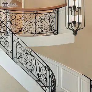 Indoor Modern Home Treppe Custom ized Pattern Balustrade Schmiedeeisen Handlauf zum Verkauf