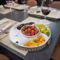 Ensemble de service décoratif de table en porcelaine blanche moderne de 5 pièces en céramique Lazy Susan avec couvercle sur support pour hôtels et restaurants