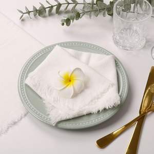 Serviettes en coton et <span class=keywords><strong>lin</strong></span> bleu avec frange, crème lavande, 18 x 18 pouces, pour dîner, mariage et fêtes, vert pomme - Product Image 5