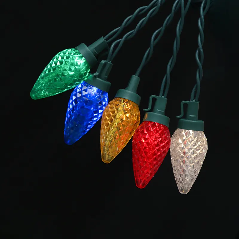 C9 Strawberry led string light Faceted Multi colored Christmas Xmas light string outdoor