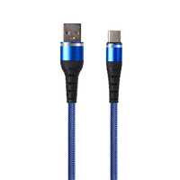 Kabel Data Transmisi USB Type C Pengisi Daya Cepat 3A VCOM Hitam Merah Biru 1m dengan Selubung Aluminium Alloy