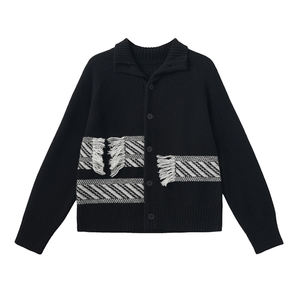 Pull en laine pure à lignes croisées, cardigan en tricot pour femmes, automne-hiver, nouveau style, vêtements pour femmes, pull en laine réversible à col montant - Product Image 5