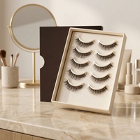 Cils 3D naturels Movpupil, faits à la main, bande complète, épaisseurs variées, bande en coton noir, coffret cadeau