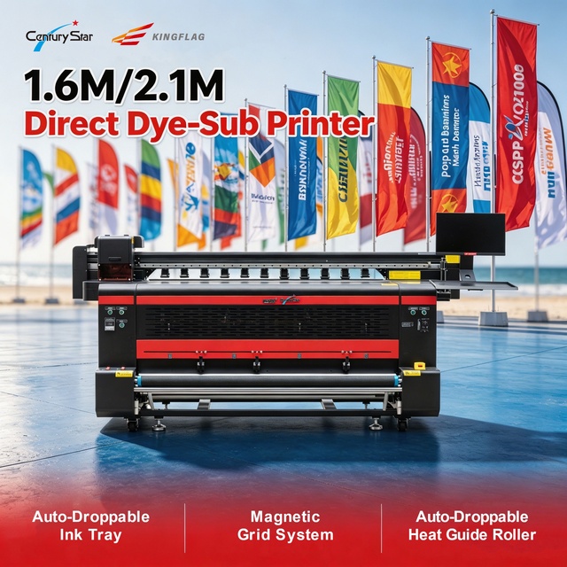 CenturyStar Hot Selling 2.1M Digital Textile Printer High Accuracy Dye Sublimation Direct for Flag Printing