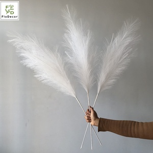 Bouquet de roseaux artificielles, nouveauté, décoration pour fête de mariage, <span class=keywords><strong>fleurs</strong></span> avec plume, naturel, blanc, <span class=keywords><strong>rose</strong></span>, vente en gros - Product Image 2