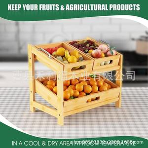 Bamboo <b>Stackable</b> Fruit Vegetable Storage Rack Multi Layer Kitchen Organizer For Food And Sundries - Product Image 5