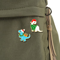 Épinglette en émail de dinosaure pterodactyle, tyrannosaure, dragon à long cou, chapeau rouge, cadeau de Noël, badge de revers, dragon volant, broche mignonne