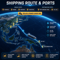 Transport maritime DDP vers la Papouasie-Nouvelle-Guinée, expédition porte-à-porte par voie maritime depuis Shenzhen, Chine, pour panneaux solaires, onduleurs, batteries au lithium