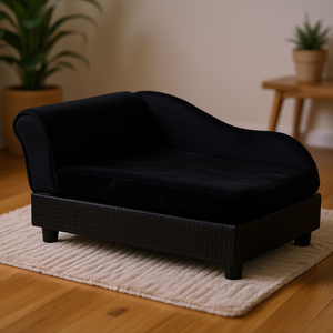 Cama Sofá Moderna para Perros Pequeños, Color Negro, 3 Cojines de Espuma, Almacenamiento Oculto, Uso Interior, Forma Rectangular, Todas las Estaciones - Product Image 2