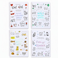 Carnet spirale flexible A5, 60 feuilles, 80 g/m², 4 motifs de dessins de chats et chiens, pages lignées, papeterie scolaire pour étudiants, vente en gros