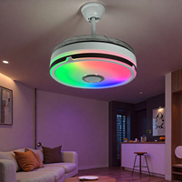 Ventilateur de Plafond Électrique Moderne d'Intérieur de 42 Pouces avec Lumières LED RGB Rétractables, Installation pour Projet, Moteur AC DC, Contrôlé par Application