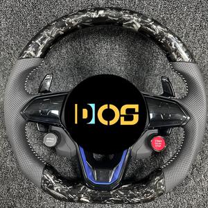 Volante Deportivo DOS de Fibra de Carbono y Alcántara con LED para <span class=keywords><strong>Volkswagen</strong></span> VW Golf R Mk8 Mk7.5 GTI Jetta Passat B8 Tiguan <span class=keywords><strong>Arteon</strong></span> CC Audi A3 8V - Product Image 4