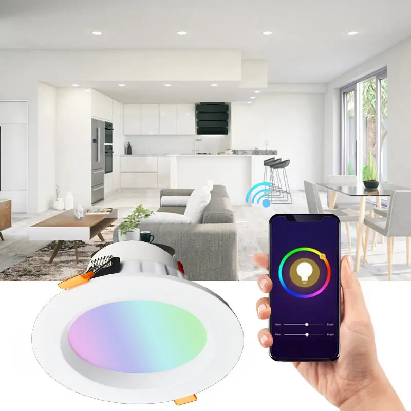 WiFi Remote APP Alexa Voice Control LED Spot Light 4 Inch 10W Smart Downlight RGB Dimming Multicolor LED Recessed Lights